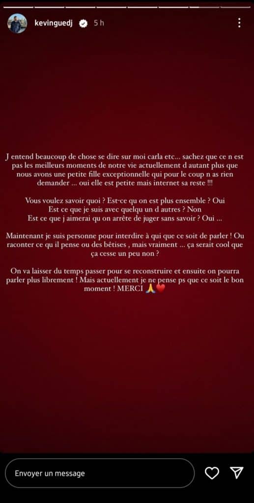 Kevin Guedj réagit aux propos de Paga et les rumeurs d'infidélité à son égard