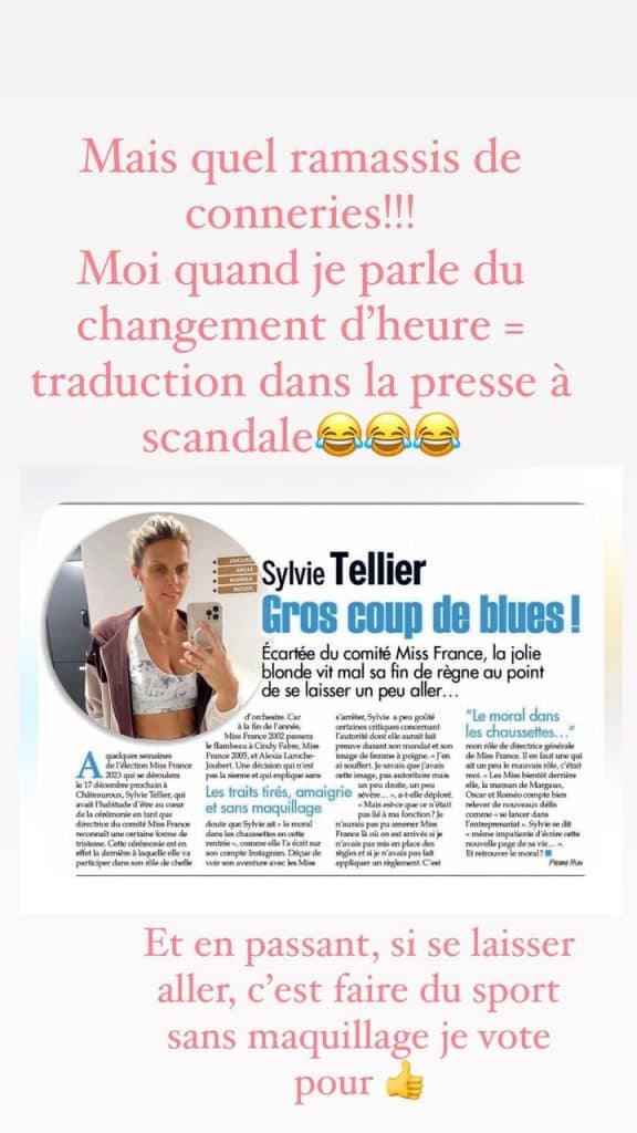 Sylvie Tellier dément des rumeurs.