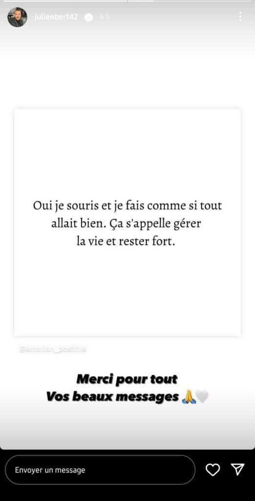 Julien Bert en deuil : Il remercie sa communauté pour le soutien incommensurable