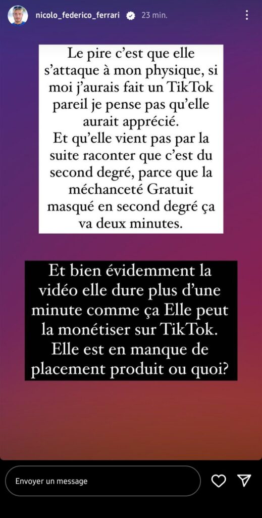 Victoria Mehault : Elle critique les sourcils de Nicolo, il réplique et la détruit