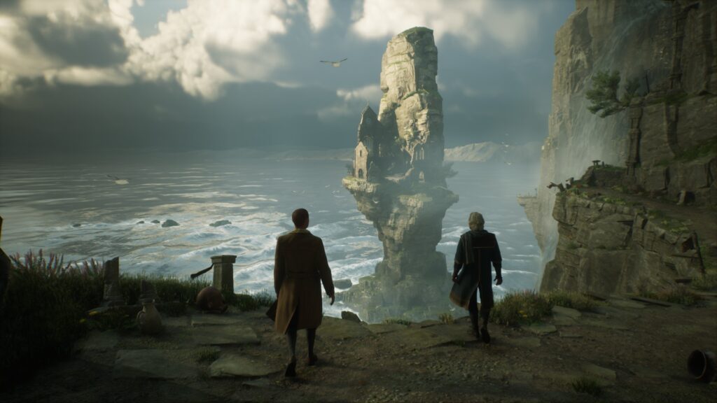 Image montrant un paysage d'Ecosse dans le jeu Hogwarts Legacy : L'Héritage de Poudlard