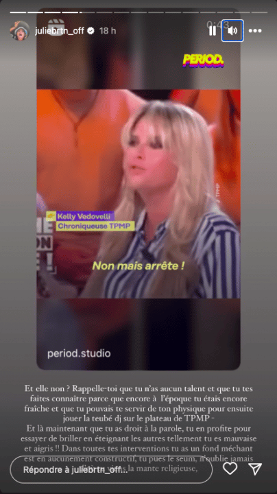 Julie Bertin : Elle s’attaque à son tour à Kelly Vedovelli