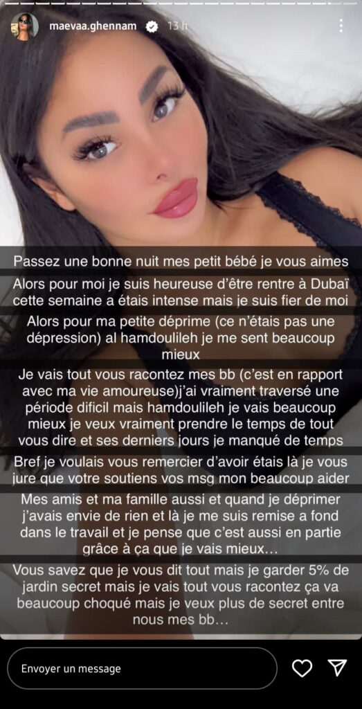 Maéva Ghennam au fond du trou et malheureuse en amour ? Ce message inquiète