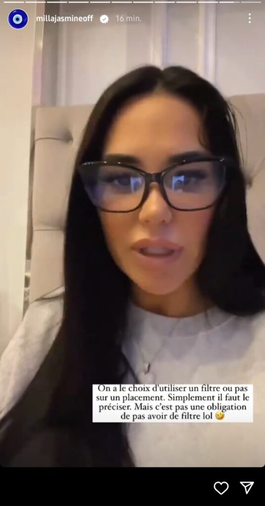Milla Jasmine s'exprime sur les lois concernant les influenceurs et l'utilisation des filtres