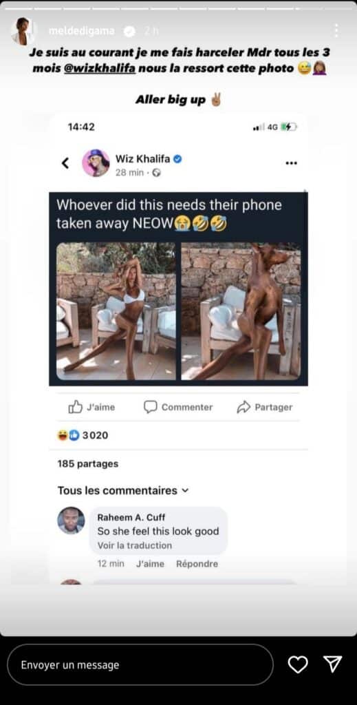 Mélanie Dedigama se fait harceler par le rappeur Wiz Khalifa
