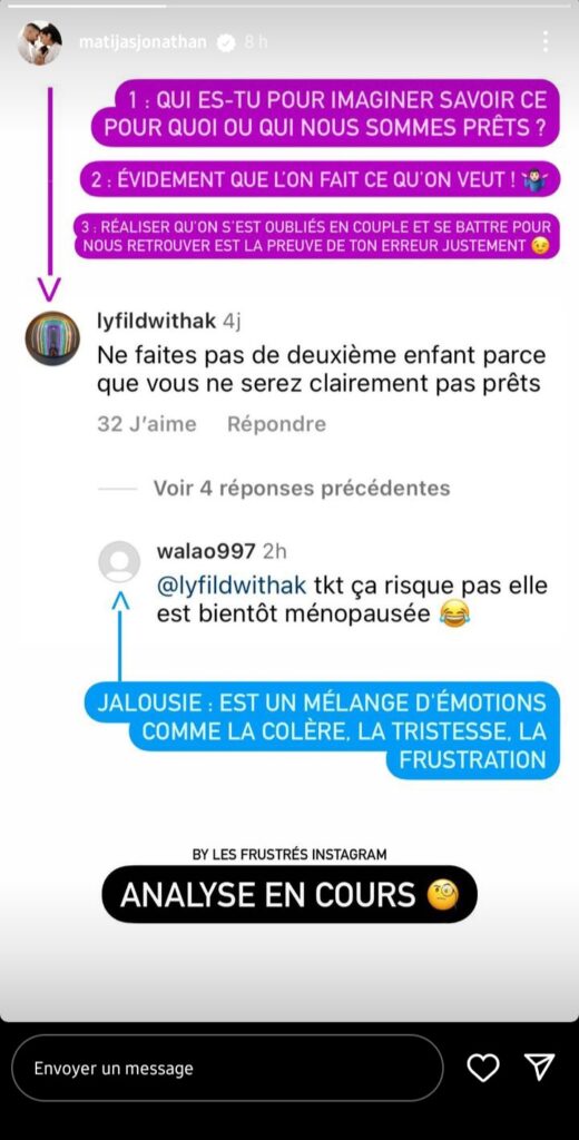 Jonathan Matijas recadre un internaute après une critique visant sa famille