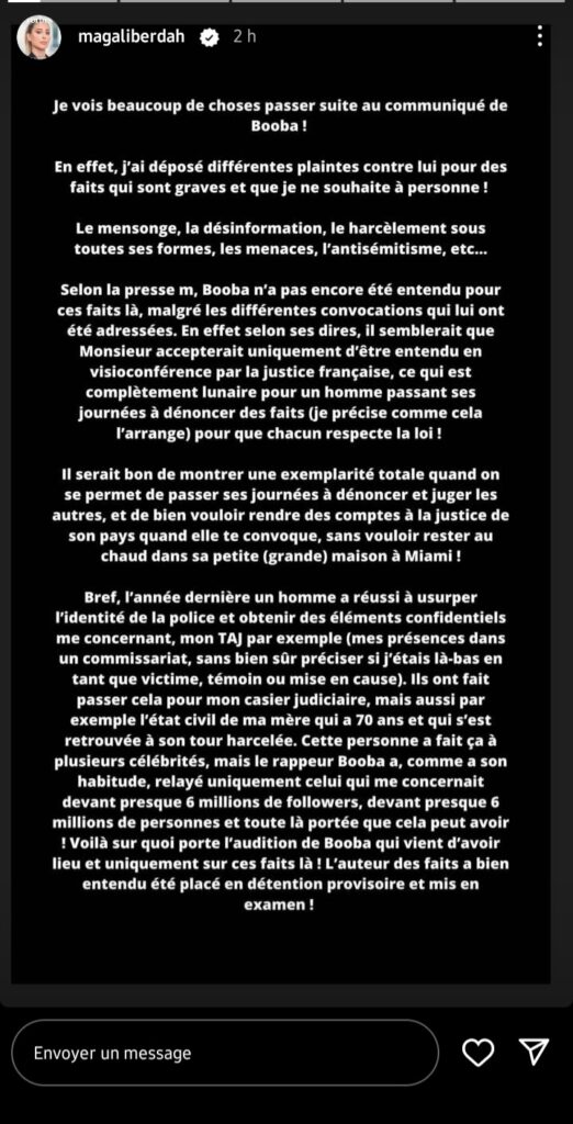 Booba sous statut de témoin assisté : Magali Berdah réagit "Ma plainte n'est absolument pas infondée"
