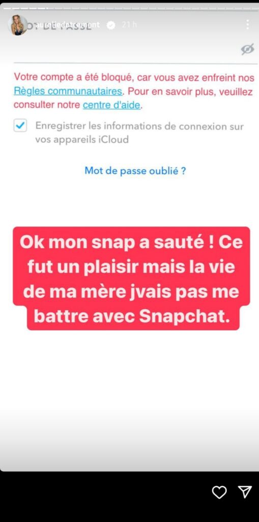 Aurélie Dotremont définitivement bannie de Snapchat