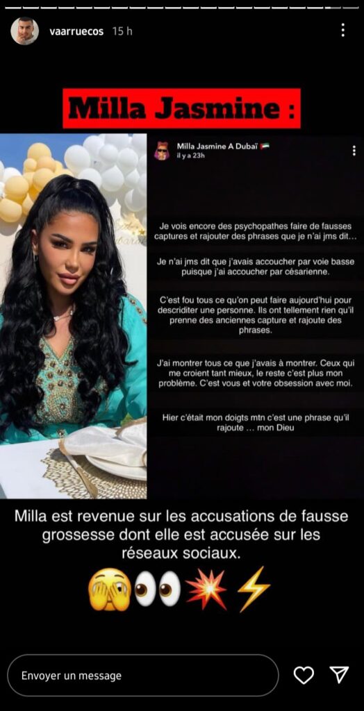 Milla Jasmine révoltée par les accusations sur sa grossesse, "Ceux qui me croient tant mieux"