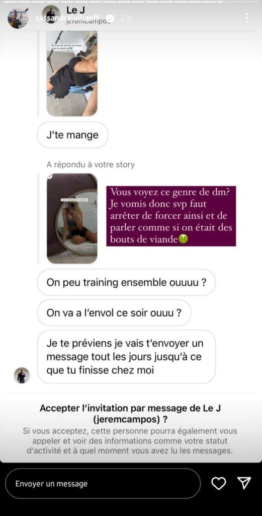"Je te mange" : Cassandra Jullia harcelée par un pervers sur Instagram