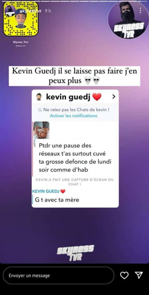 Kevin Guedj met un KO direct à un internaute : "J'étais avec ta mère"