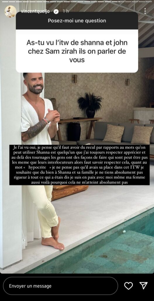 Vincent Queijo réagit aux déclarations de Shanna Kress visant Rym Renom : "Ça ne m'atteint absolument pas"