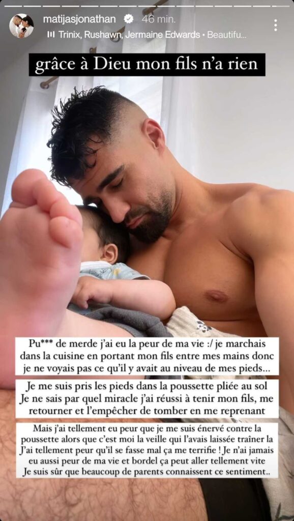 Jonathan Matijas risque sa vie et celle de son fils par inattention : "J'ai tellement eu peur"