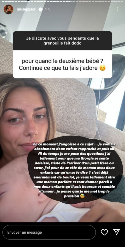 Giuseppa cash sur la possibilité d'avoir un deuxième enfant : "J'ai peur de ce rôle"