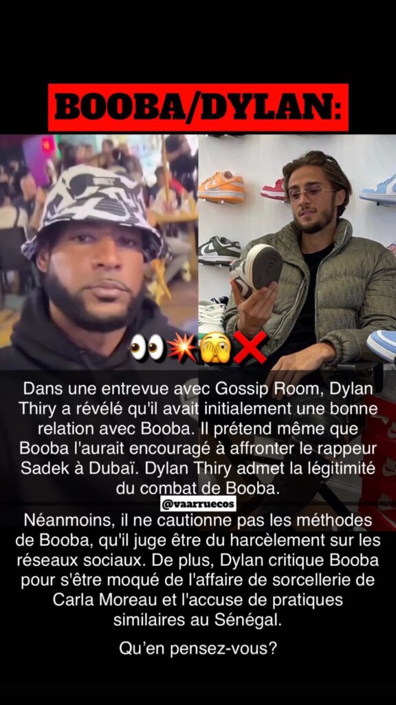 Dylan Thiry tacle Booba et l'accuse de sorcellerie