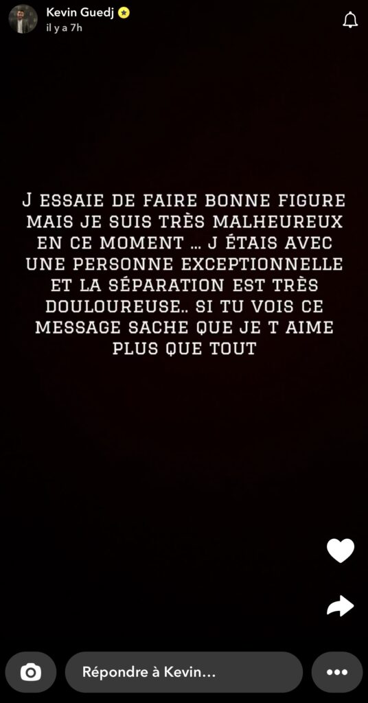 Kevin Guedj se confie “très malheureux” à cause de sa “séparation douloureuse”